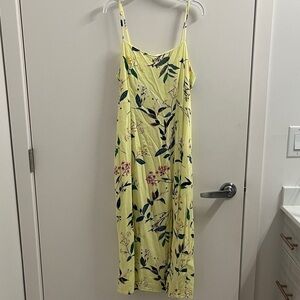 Banana Republic Yellow Floral Midi Dress